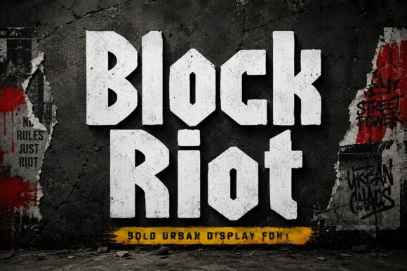 Block Riot: The Bold Display Font for Handmade Labels and Signs