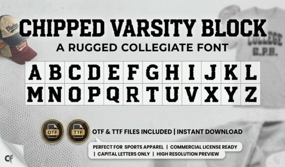 Chipped Varsity Block: The Vintage Typeface for Bold Brand Identity